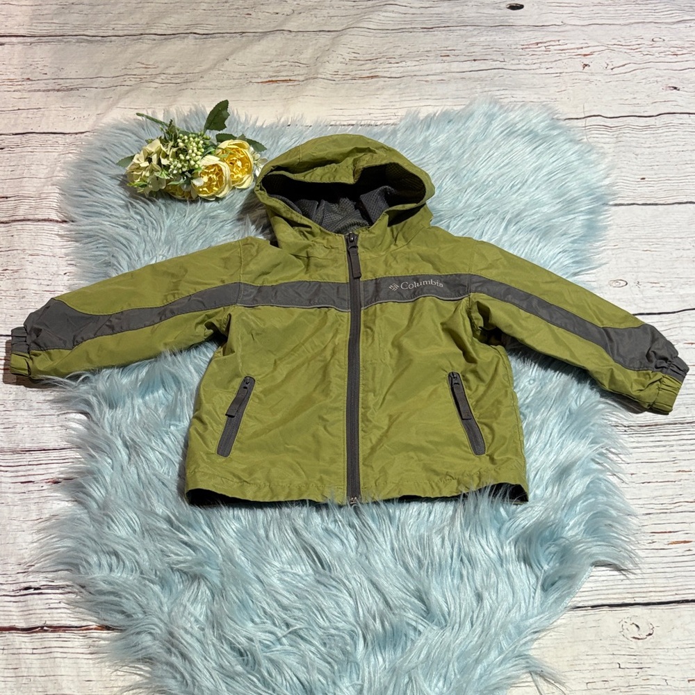 Columbia Olive Green Grey Windbreaker Jacket sz 2T